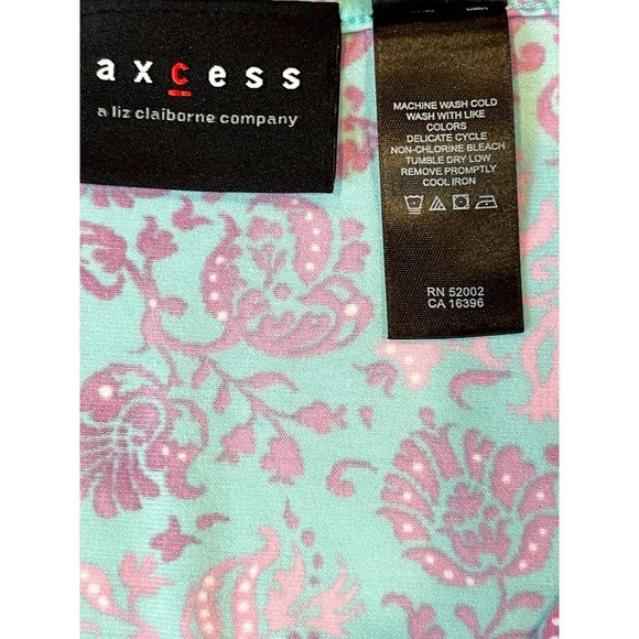 Axcess Women Wrap Blouse Top Leaf Print Sleeveless V Neck Purple Blue Size Large - Picture 6 of 6